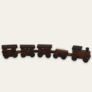 Vintage Handmade Miniature Wooden Brown Train for Model / Dollhouse